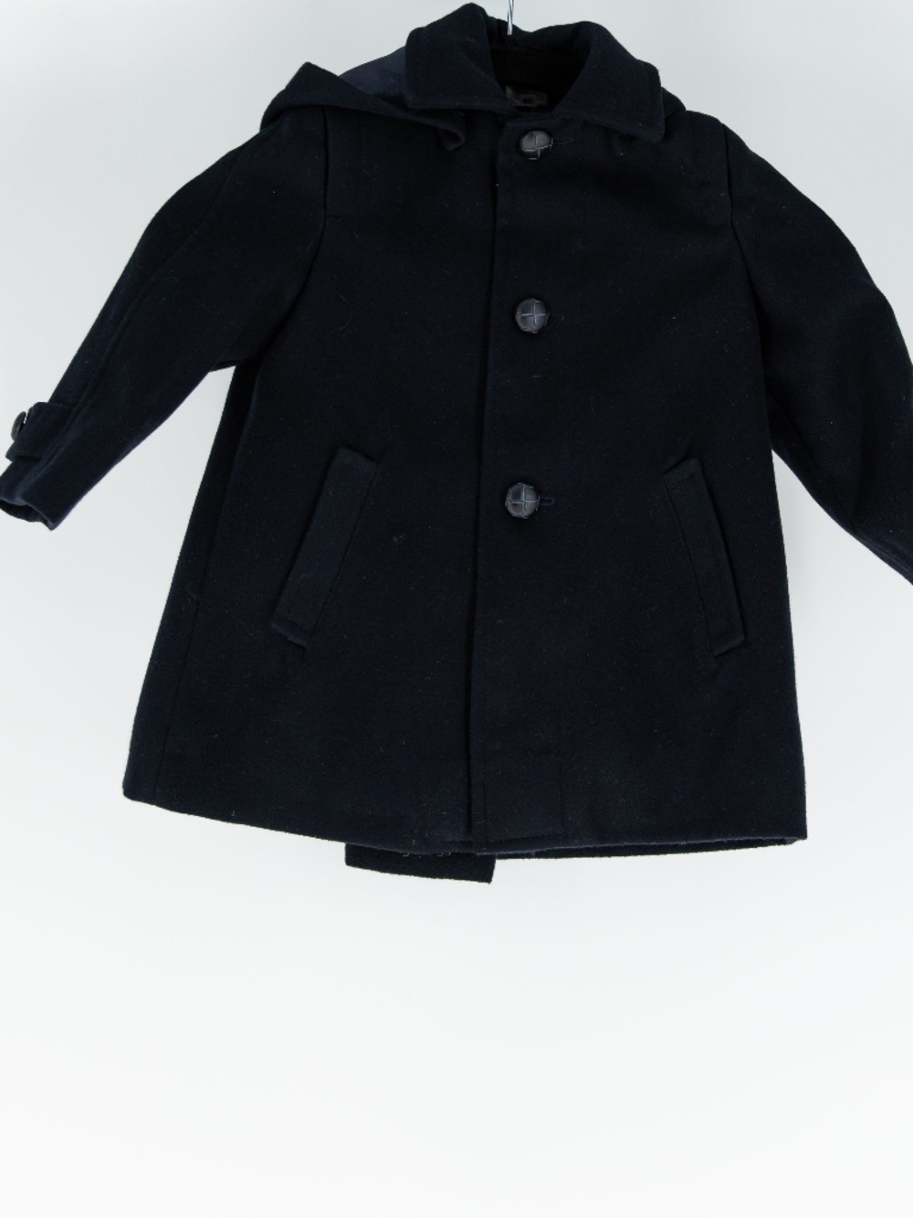 Baroni Firenze Made In Italy Kid's Felt Button Down Pea Coat Jacket Navy Blue